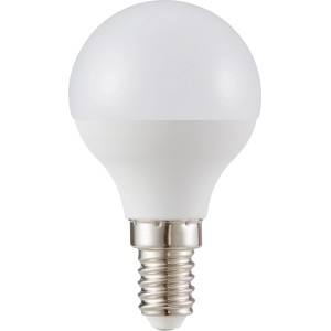 E14 LED Leuchtmittel in Globeform, 4,8 W, warmweißes Licht.
