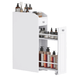 Songmics Badezimmerschrank Siren mit 2 Schubladen Weiß