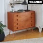 Kommode mit Wagner Hairpin Möbelbeinen, 200 mm, Pearl Brass, im Retro-Look.