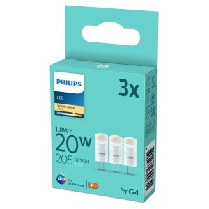 Philips G4 LED Leuchtmittel, 1,8W, 3er-Pack. Warmweißes Licht für Wohnräume.