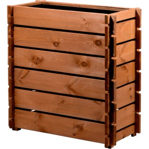 Braunes Dobar Hochbeet aus Kiefernholz mit Stecksystem, 79x79x37cm, für Garten und Balkon.