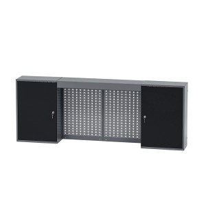 Küpper Werkbank-Komplett-Set 1,70 m, schwarz, mit Hängeschrank und Lochwand.