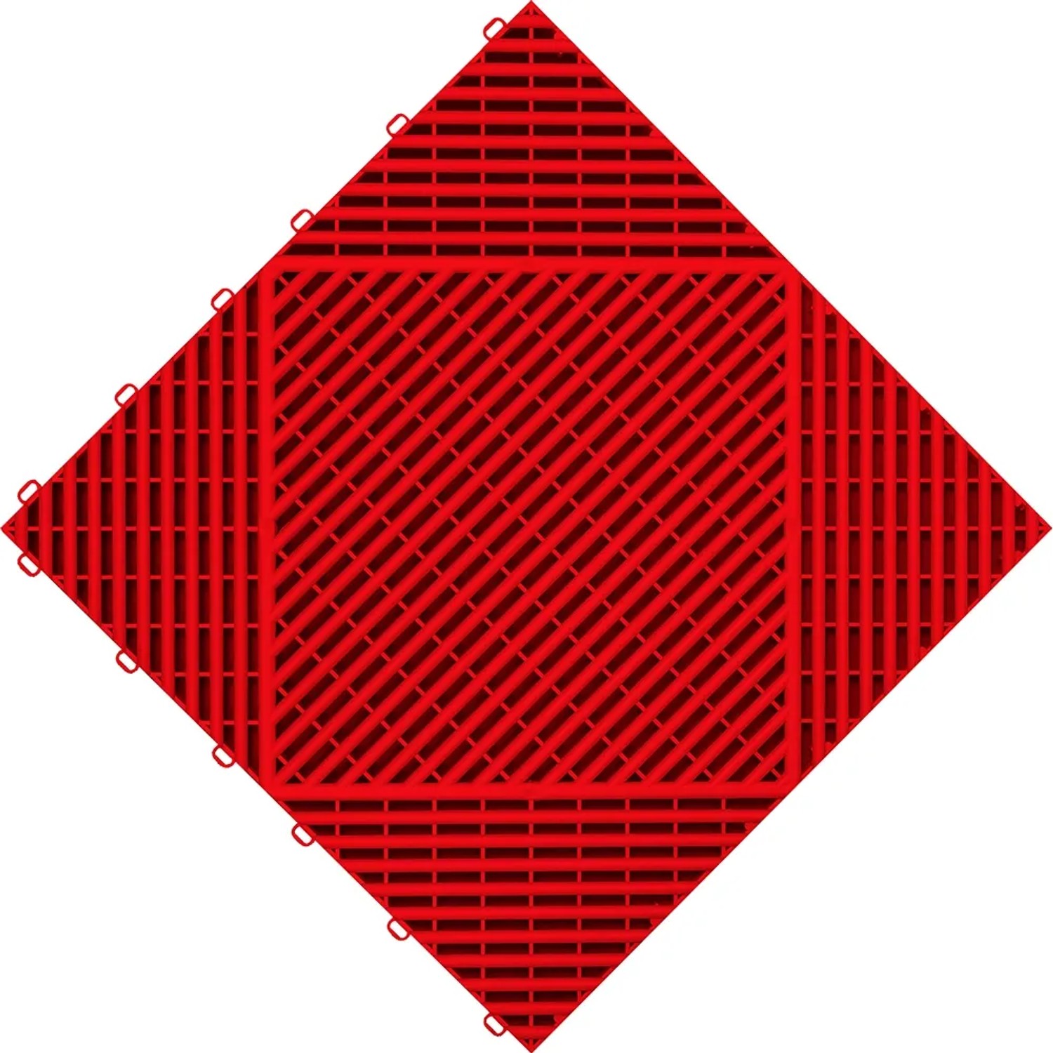 Rote Florco Kunststoff-Klickfliese classic, 40x40 cm, 6er-Pack. Offene Struktur mit Drainage.