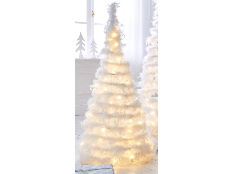 Best of home Beleuchteter Federtannenbaum 120 cm Weiß kaufen bei OBI