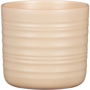 Scheurich Übertopf 850 Dry Reed, Ø 22,7 cm, Keramik, beige mit horizontalen Rillen.