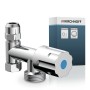 Kirchhoff Geräte-Zusatzventil, verchromt, mit mehreren Anschlussgrößen für Waschmaschine und Spülmaschine.
