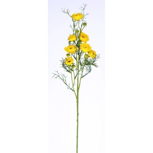 Gelbe Kunstblume Ranunkel, 74 cm hoch, für eine frühlingshafte Dekoration.