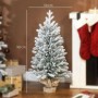 Künstlicher Weihnachtsbaum, 90 cm hoch, 50 cm breit, verschneit, mit Leinenfuß. Festliche Weihnachtsdekoration.