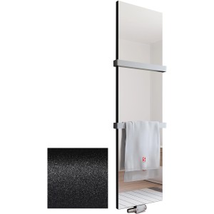 Schulte Design-Heizkörper New York Spiegel, 688 W, Pearl-Schwarz mit Handtuch