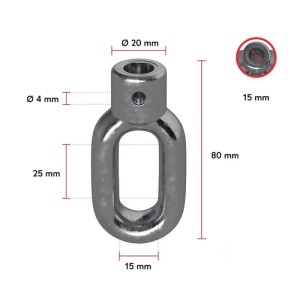 Glänzende Zink Markisenöse 15 mm für Fleischerhaken, oval, mit zylindrischem Kopf. Fenster-Zubehör.