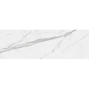 Wandfliese Cellini, glasiert, weiß matt, 33,3x100 cm, rektifiziert, mit Marmor-Optik.