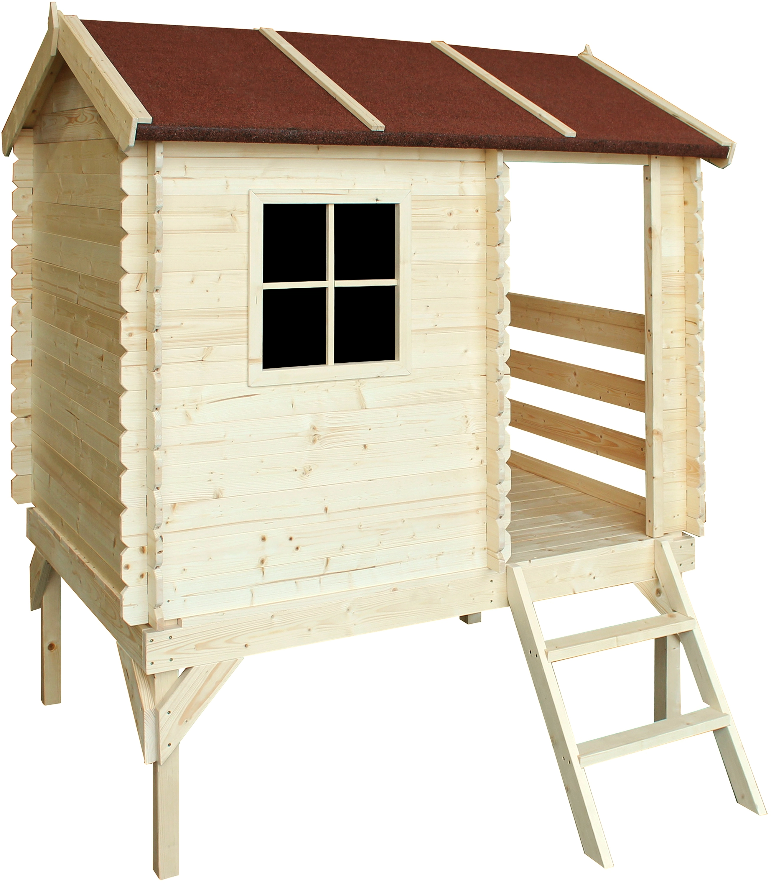 Timbela Kinderspielhaus Holz M501B 1,1 m² auf Stelzen mit Leiter und