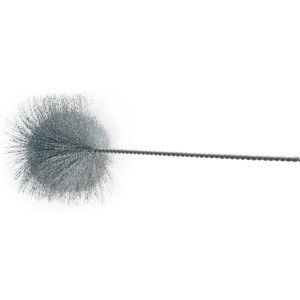 Bertrams Heizkesselbürste aus Stahldraht, Ø 130 mm, mit Stiel, zur Kamin- und Ofenreinigung.