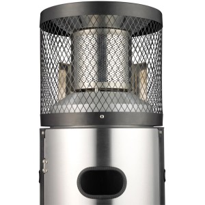 Enders Gas-Terrassenheizer Polo 2.0 aus Edelstahl, Detailaufnahme des Heizelements mit Schutzgitter.