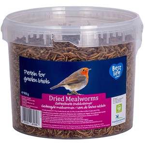 Eimer CJ Getrocknete Mehlwürmer 900g für Wildvögel. Energiereiches Wildvogelfutter.