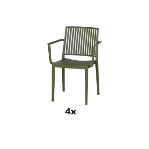 Siena Garden Stapelsessel-Set Lane, 4-teilig, olive. Gartenstuhl aus Polypropylen mit Armlehnen.