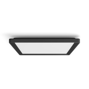Schwarzes Philips Hue Panel Tento White & Color Ambiance, eine smarte LED Deckenleuchte.