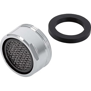 Mischdüse M28 für Wannenarmatur, verchromtes Messing mit Siebeinsatz und Dichtungsring.