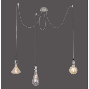 Just Light Pendelleuchte DIY, Stahl, 3-flammig, ohne Leuchtmittel.