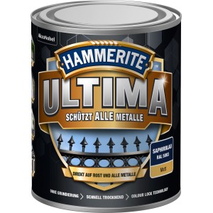 Dose Hammerite Metallschutz-Lack Ultima Matt, Saphirblau RAL5003, für optimalen Rostschutz.