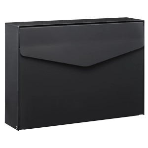 Anthrazitfarbener MEFA Briefkasten Letter 110 mit Umschlag-Design.
