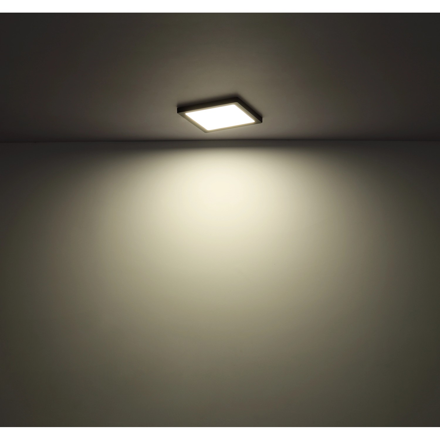 Quadratische, weiße LED-Deckenleuchte Lasse von Globo, 217x217x17 mm.