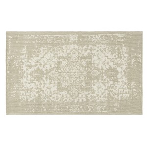 Beiger Badteppich Modica 60x100 cm im Vintage-Look mit Muster, geeignet für Fußbodenheizung.