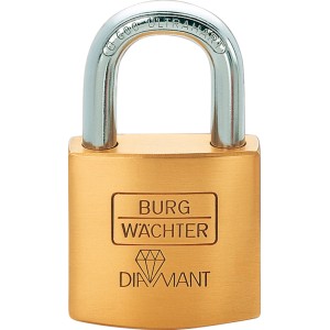 Burg Wächter Vorhangschloss Diamant D 600 40 SB mit Messinggehäuse und Stahlbügel.