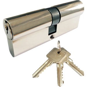 JM Meeth Profilzylinder mit 3 Schlüsseln, Türbeschlag für erhöhte Sicherheit.