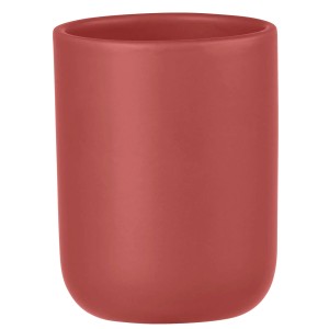 Roter Allstar Zahnputzbecher Olinda aus Keramik, konische Form, matt.