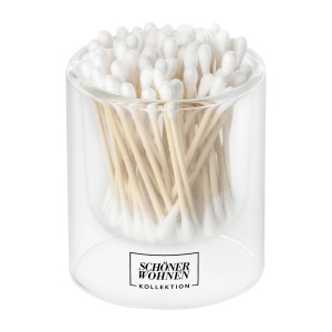 Schöner Wohnen Wattestäbchen im Glasbehälter, transparent. Badaccessoires der Kollektion.