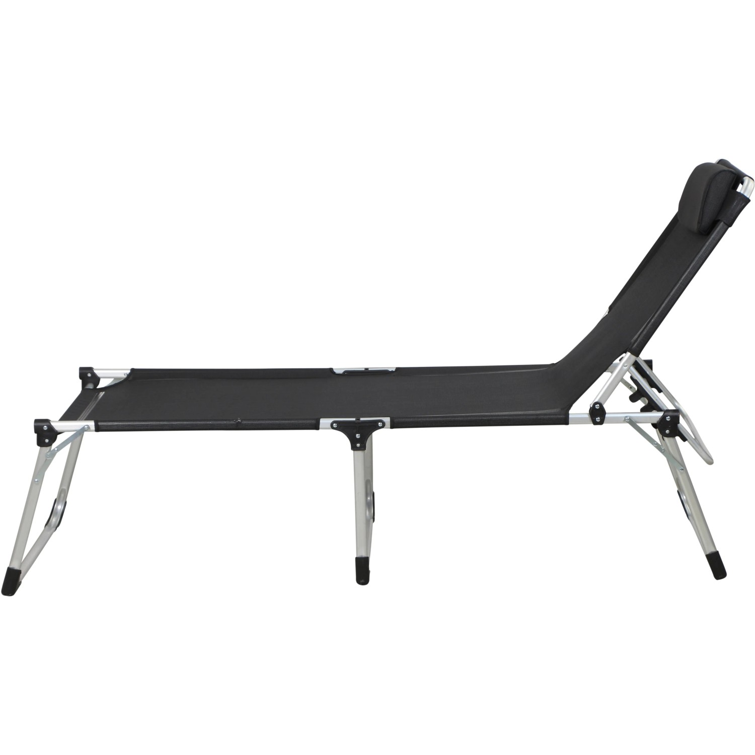 Schwarze Siena Garden Dreibeinliege Sole, 214x70x45 cm, ideal für Garten & Terrasse.