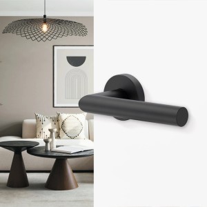 Schwarze Novadoors Nova Mio Türgriffgarnitur rosettenlos für Innentüren, modernes Design.