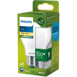 Philips LED-Lampe E27, Glühlampenform, 7,3W, 1535lm, matt. Energieeffizientes Leuchtmittel.
