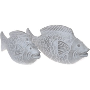 Deko-Figur Fisch 12,5 cm x 9,5 cm x 25,5 cm Grau-Weiß Gewischt