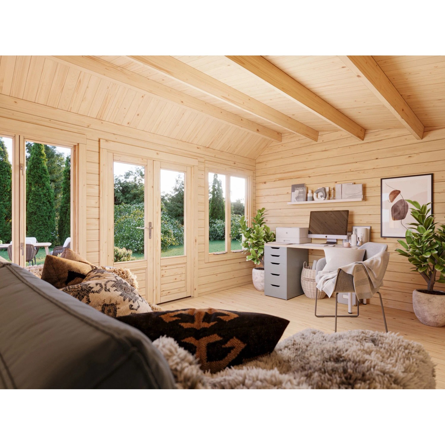 Palmako Gartenhaus Claudia Pent 400 x 300 cm Lackiert Hellgrau-Anthrazit FSC®_3