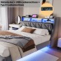 okwish Polsterbett 180x200cm mit LED Steckdose Ablage Schlafzimmer Grau ohne Matratze_6