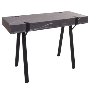 Grauer Konsolentisch mit Marmor-Optik, Metallgestell, 75x100x40 cm, passend für Wohnzimmer.