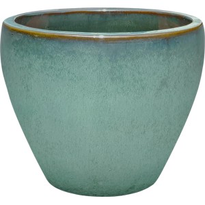 Blauer Terrakotta Pflanztopf, 26x26x23 cm, für Innen- und Außenbereich.