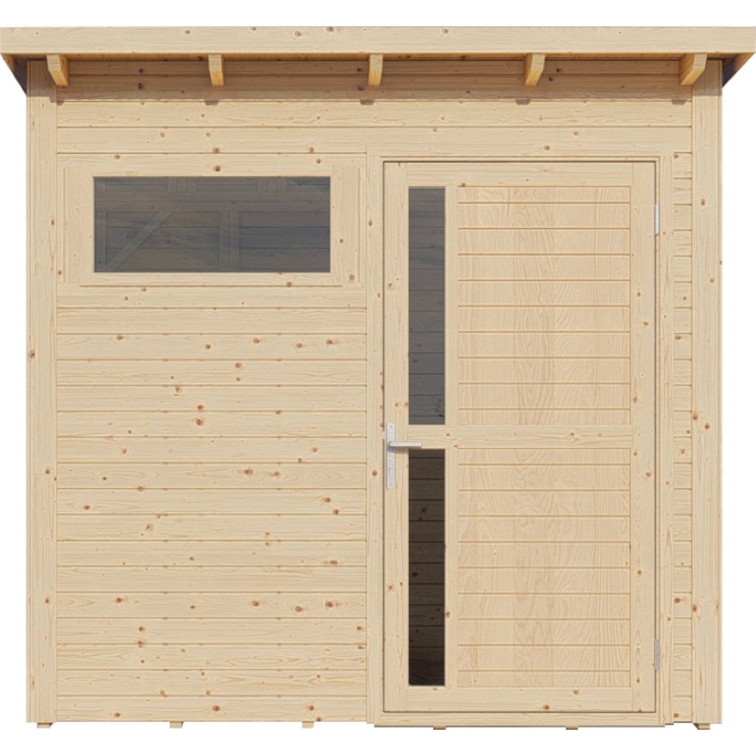 Bertilo Gartenhaus Pentus 1 aus naturbelassenem Holz mit Fenster und Tür