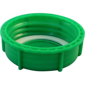 Grüne Schraubkappe DN 80 für IBC Container mit Grobgewinde als Zubehör für Regentonnen.