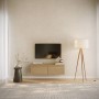 Selsey TV-Hängeboard Bemmi 100 cm in Eiche-Holzoptik, wandmontiert unter TV. Modernes Lowboard mit zwei Klappfächern.