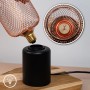 Brilo Tischleuchte Rist mit rosegoldenem Drahtkorb und schwarzem Fuß. Design-Tischlampe mit Leuchtmittel.