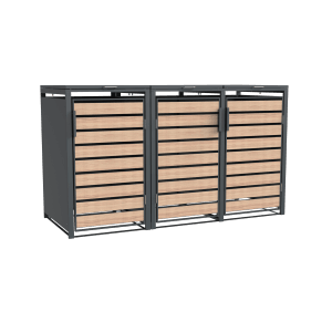 Westmann Mülltonnenbox Lacina 3 x 240 l Anthrazit/Holzoptik 80 x 200 x 116 cm