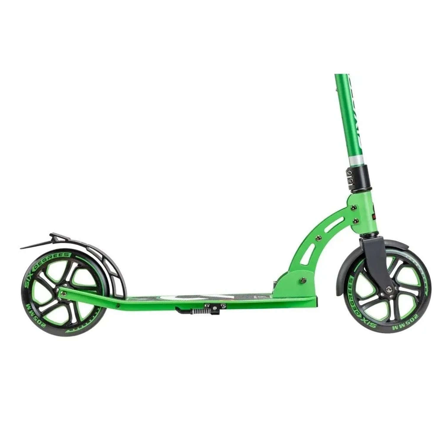 Six Degrees Aluminium Scooter mit Klappmechanismus und Ständer 205 mm Höhenverstellbar GS-Geprüft Hellgrün Testsieger_4