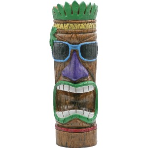 Bunte Tiki Maske Dekofigur, 41,5 cm hoch, für Garten und Terrasse.