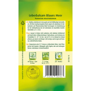 Samentüte Quedlinburger Leberbalsam 'Blaues Meer', einjährige Sommerblume für Beet, Balkon und Kübel.