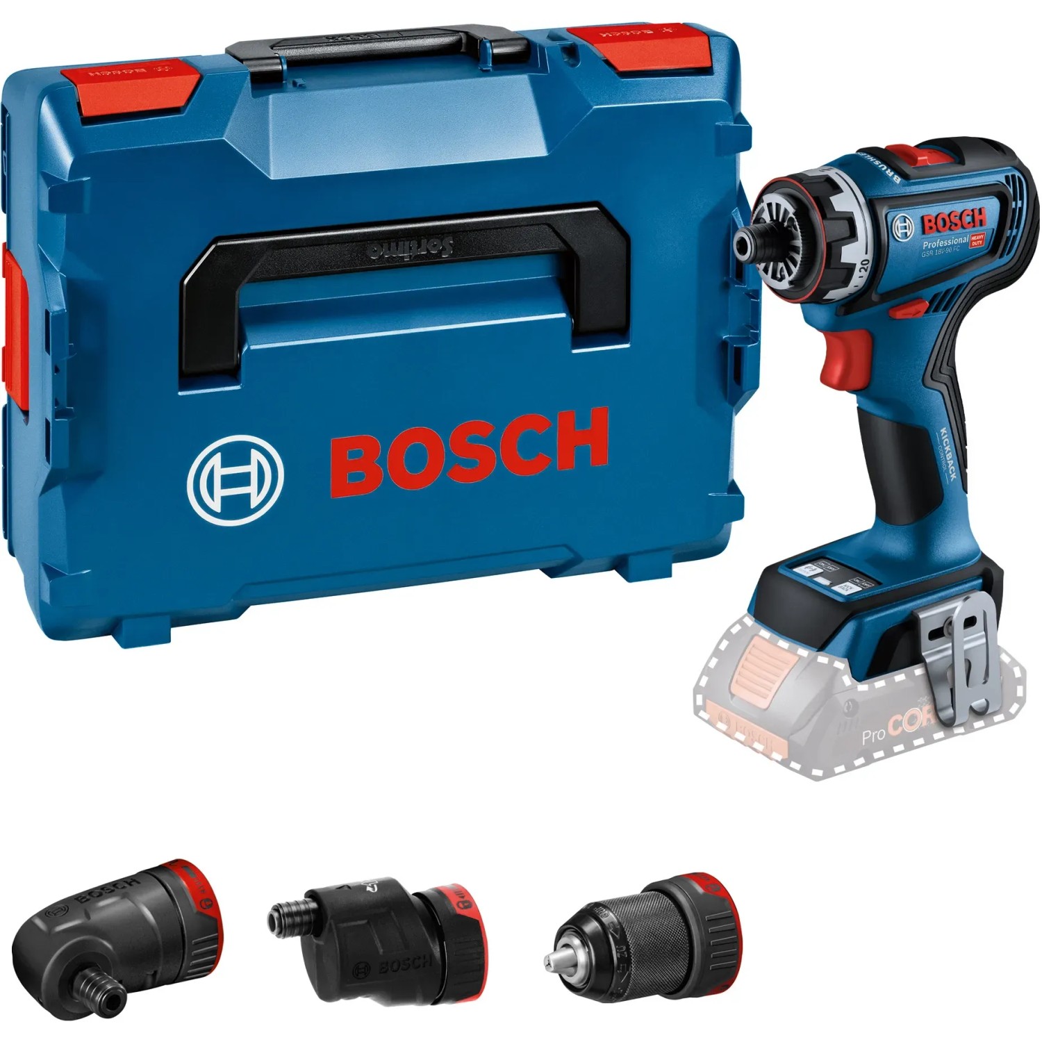 Bosch Professional GSR 18 V-90 FC Akku-Bohrschrauber mit Zubehör und Koffer.