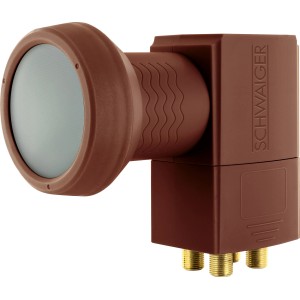 Schwaiger Quad-LNB Sun Protect Digital in Ziegelrot für Sat-Anlagen mit Wetterschutz.