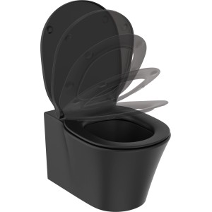 Schwarzes Ideal Standard WC-Paket Connect Air mit AquaBlade Spültechnik und Softclose-Sitz.